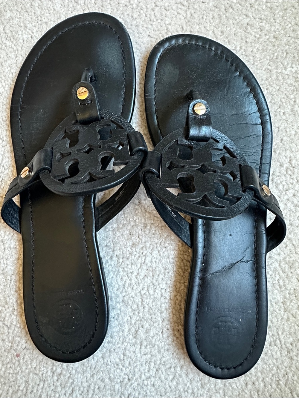 Tory Burch Black Miller Leather Sandals